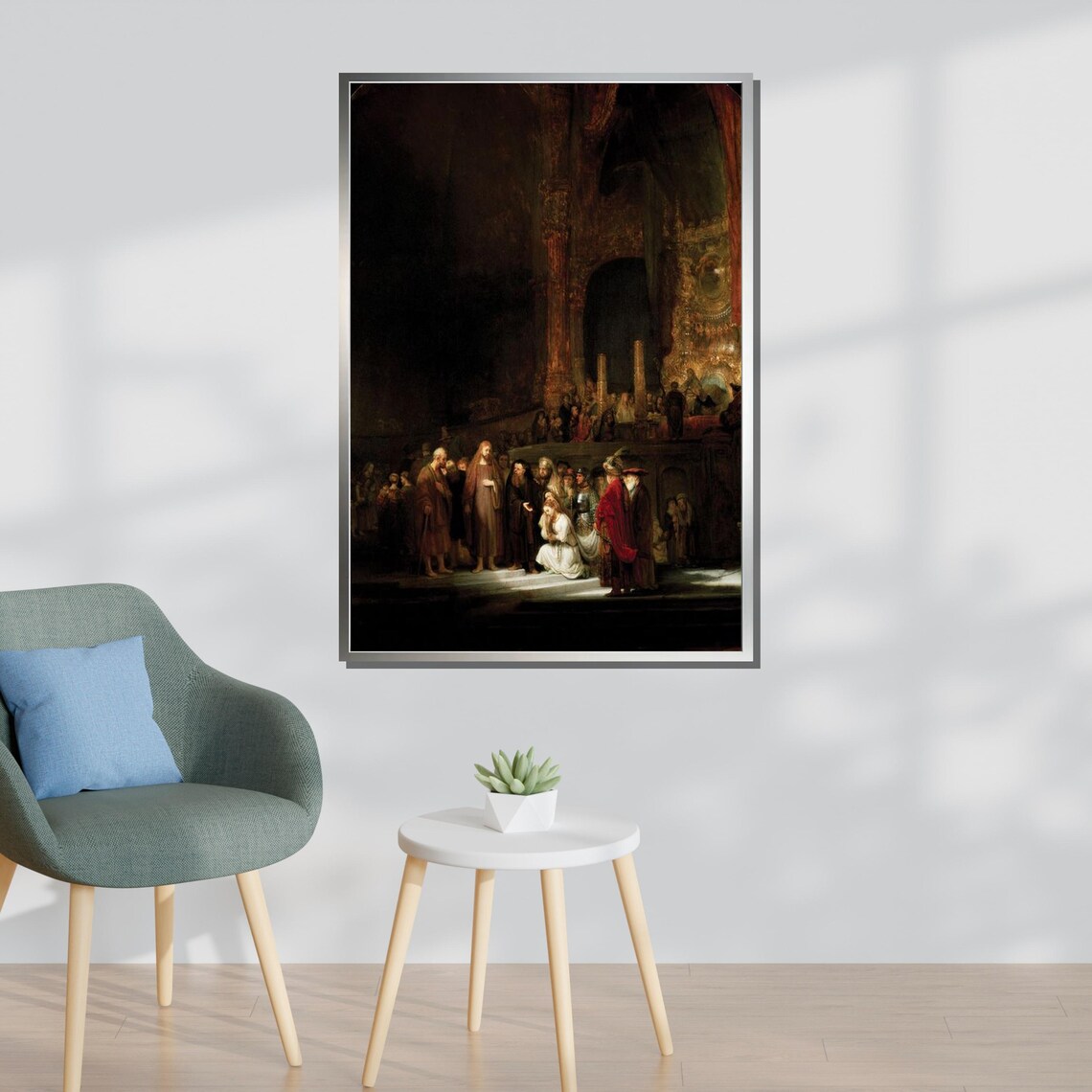 Rembrandt Christ And The Adulteress Art Print - Image 3