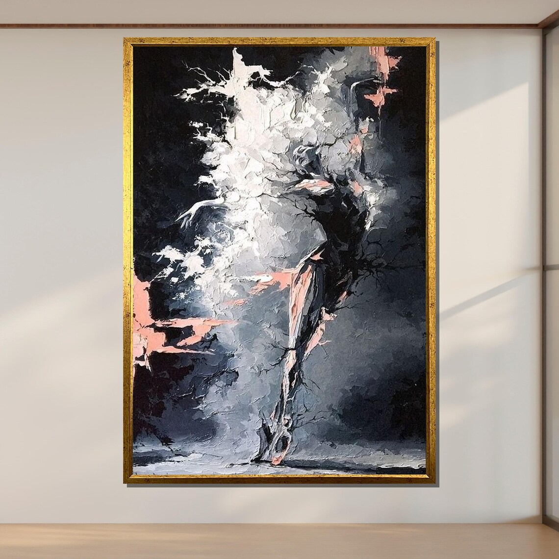 Abstract Ballerina Dancer Monochrome Ballet Dynamic Brushstroke Wall Poster