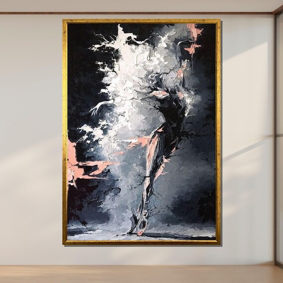 Abstract Ballerina Dancer Monochrome Ballet Dynamic Brushstroke Wall Poster