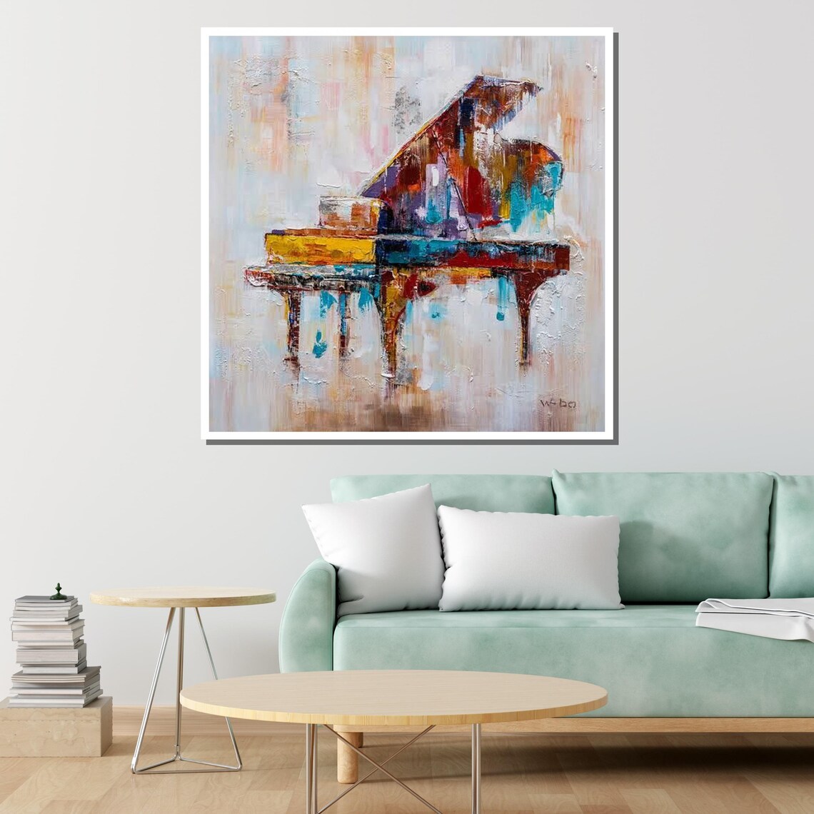 Colorful Grand Piano Abstract Palette Knife Music Painting Art Poster - Image 2