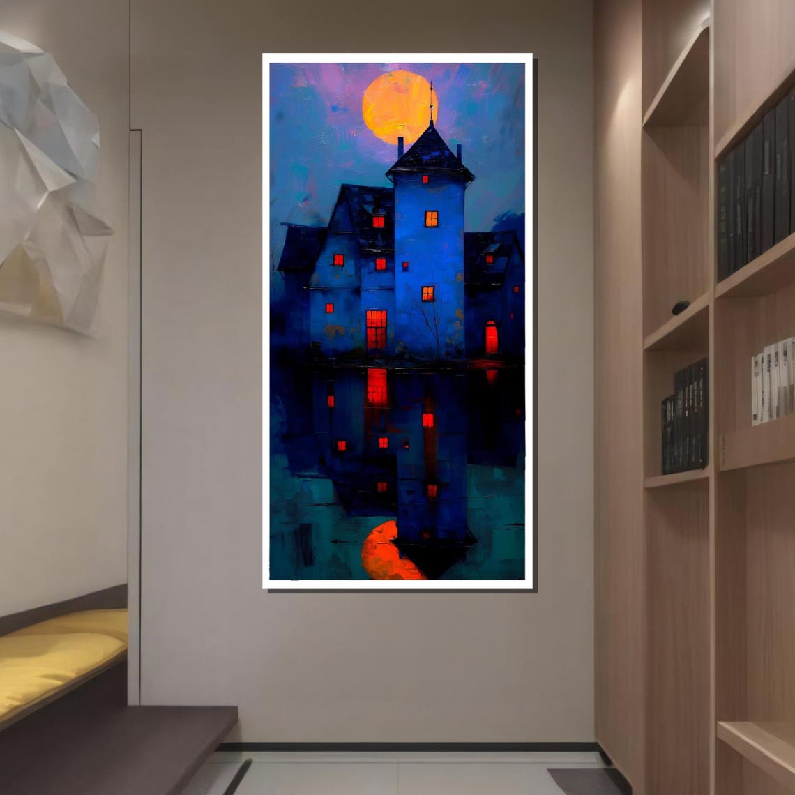 Moonlit Haunted Manor Gothic Castle Dark Fantasy Night Wall Art Poster - Image 2