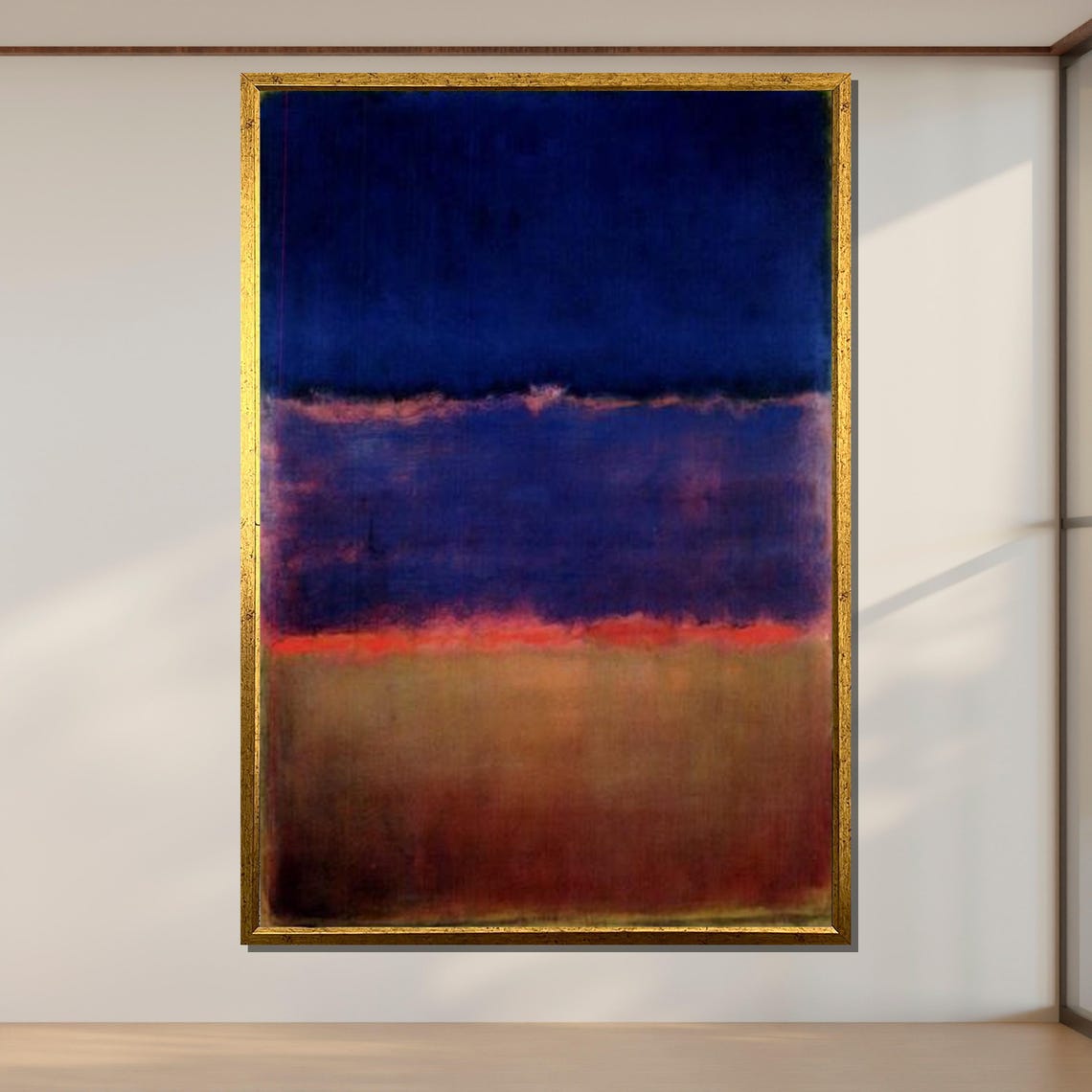 Deep Horizon Color Field Navy Purple Red Stripe Modern Abstract Poster