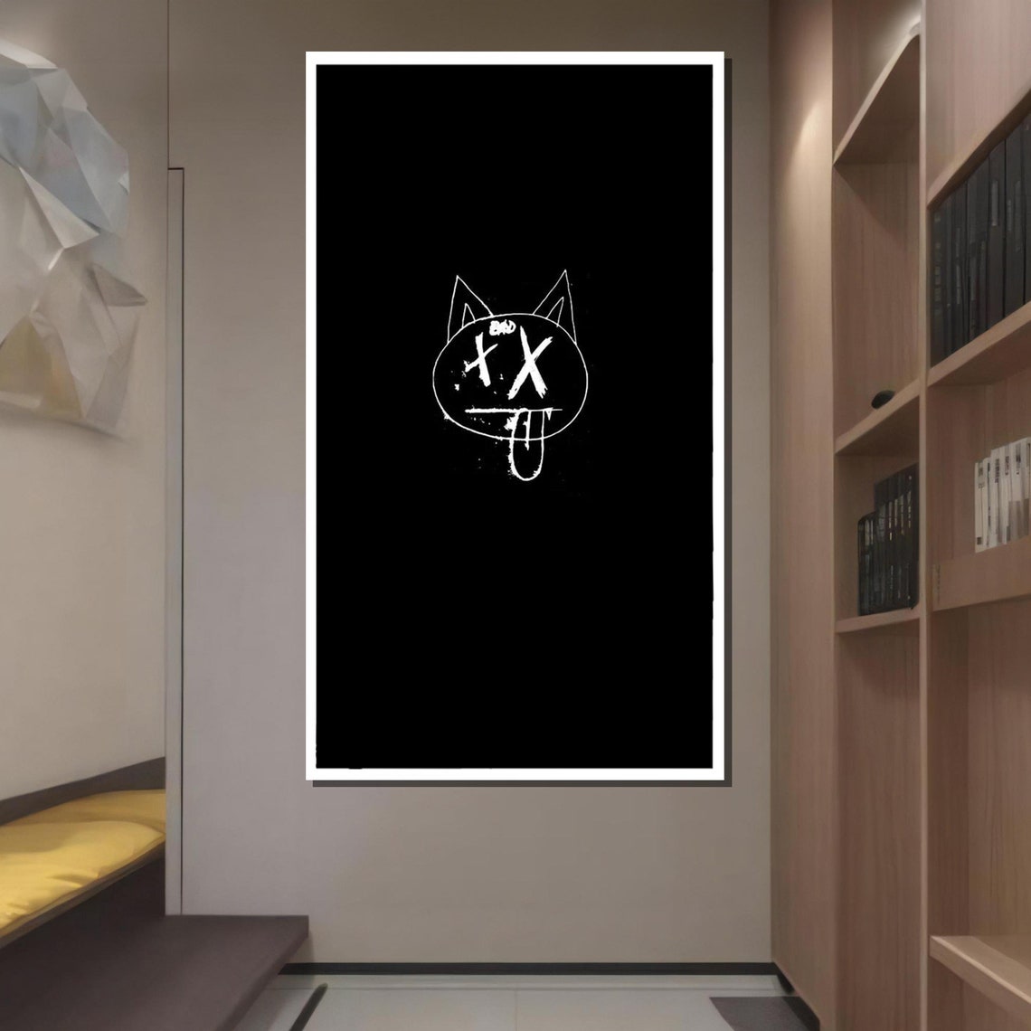 Bad Kitty Graffiti Cat Minimalist Black White Urban Art Poster - Image 4