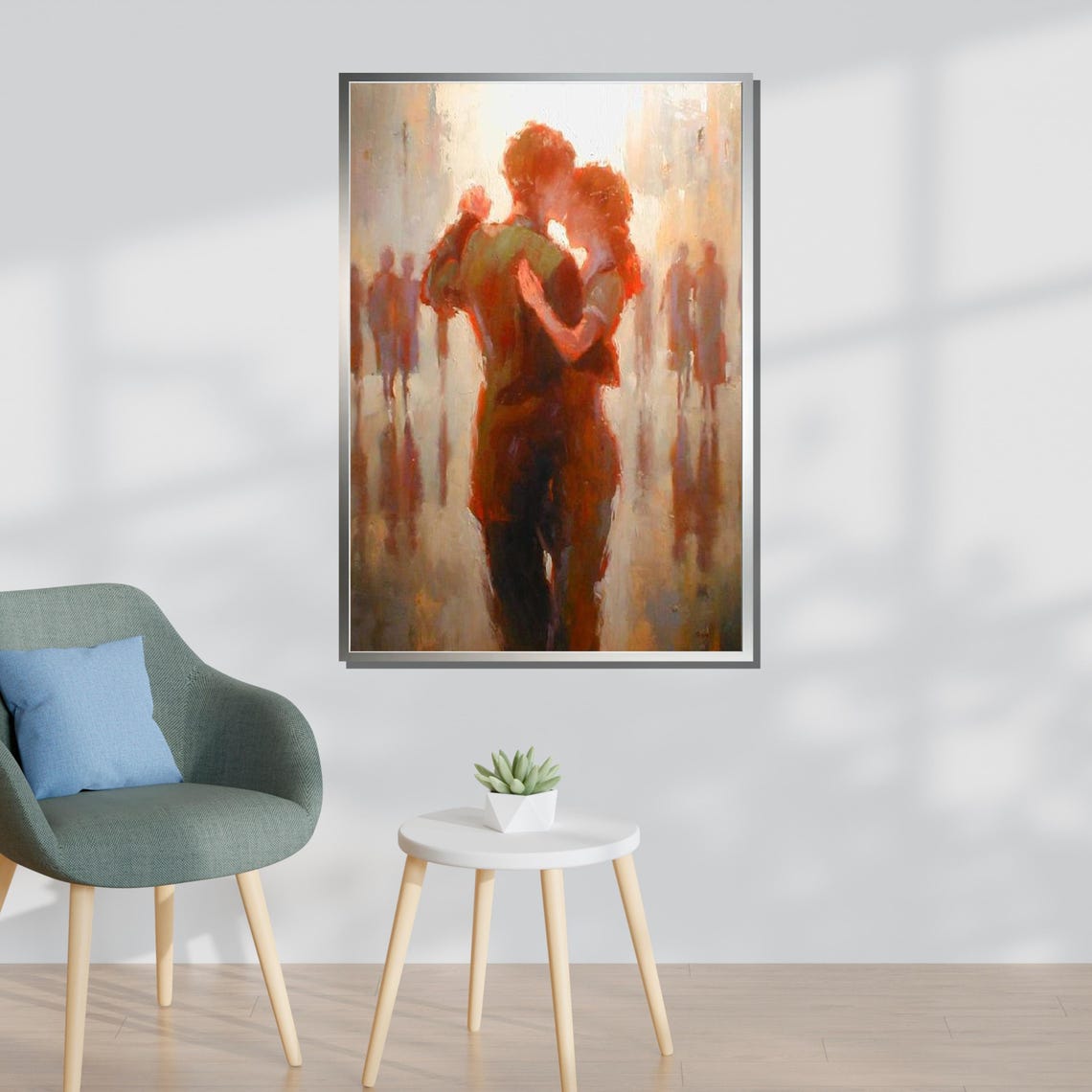 Romantic Dance Impressionist Couple Art Intimate Embrace Wall Print Love In The Air Decor Ready To Hang Decoration - Image 3