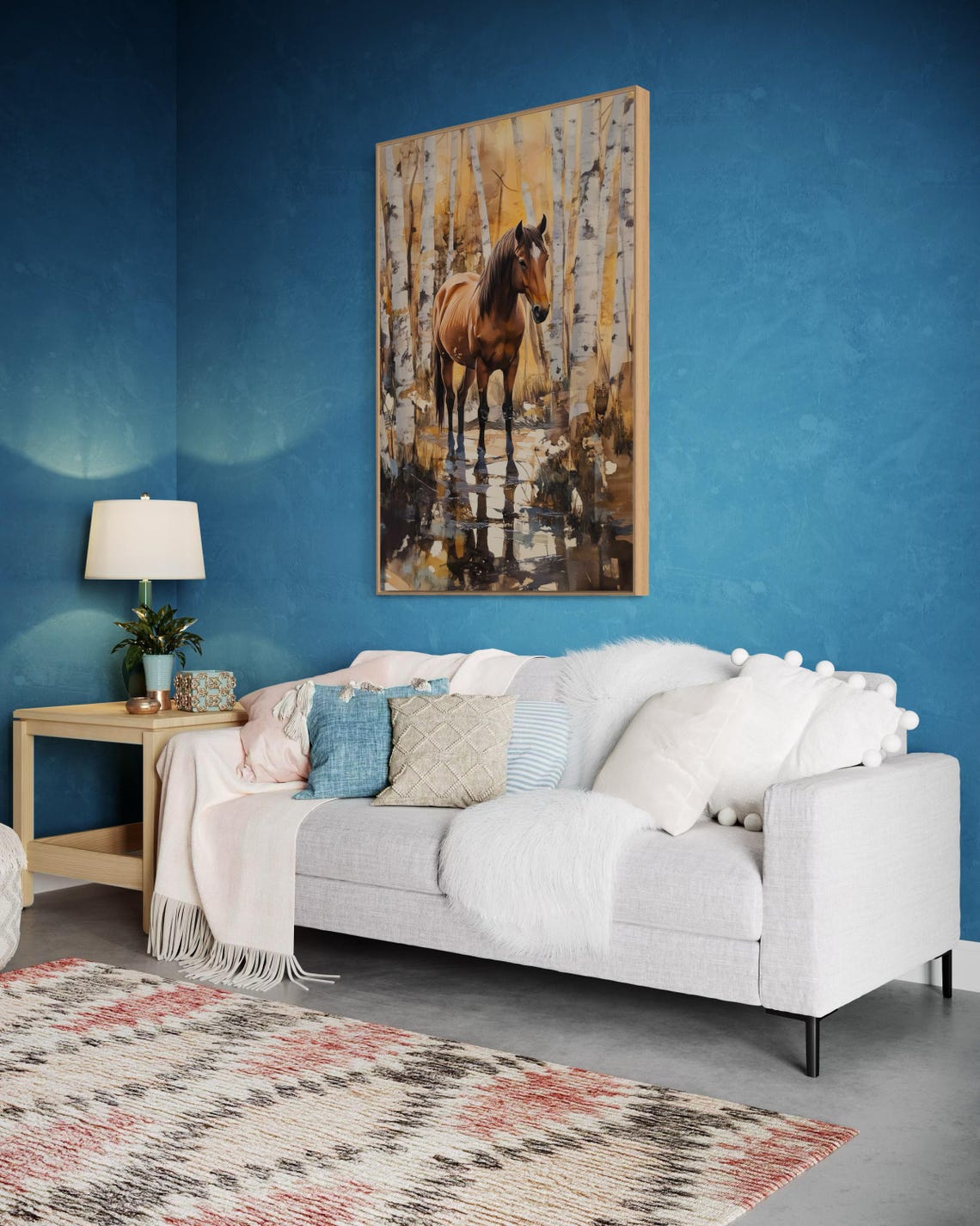 Horse In Autumn Birch Forest Warm Tones Equestrian Country Poster - Image 4