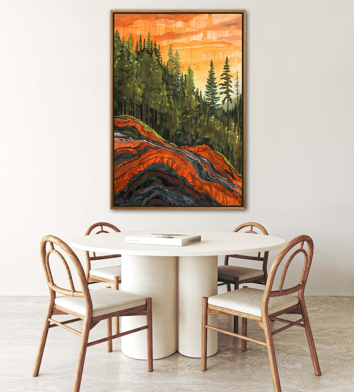 Golden Horizon Vivid Pine Tree Forest And Mountain Scene Enchanting Sunset Poster For Radiant Home Decore - Image 4