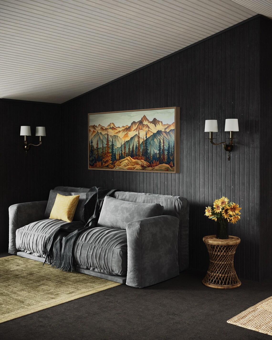 Luxury Mountain Peaks Panoramic Wilderness Art Print For Above Bed Decor Rustic Elegance In Hallway Wall Art Enchanted Forest Panorama - Image 3