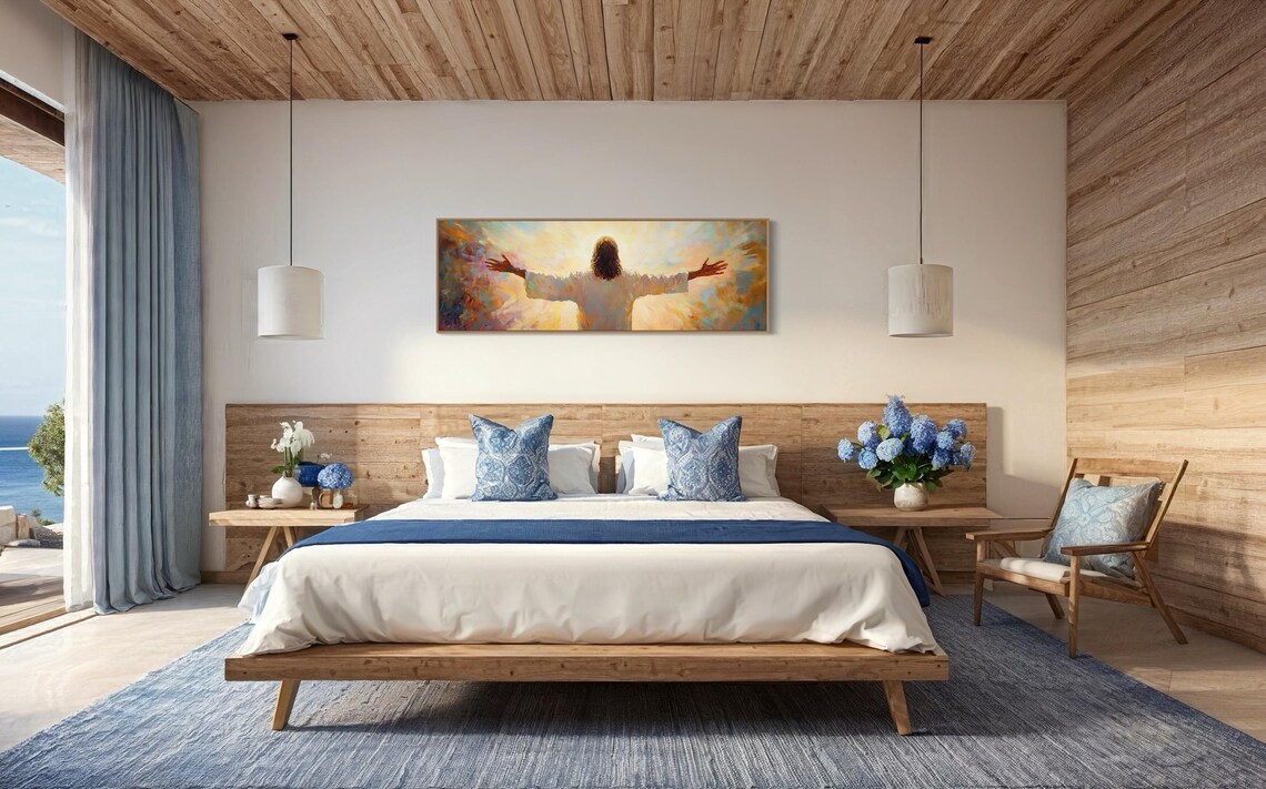 Jesus Open Arms, Modern Christian Wall Art Print - Image 3