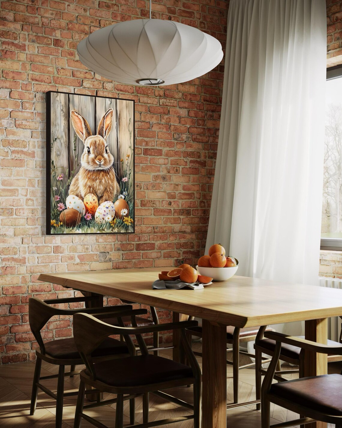 Easter Bunny, Rustic Spring Rabbit With Eggs - Image 2