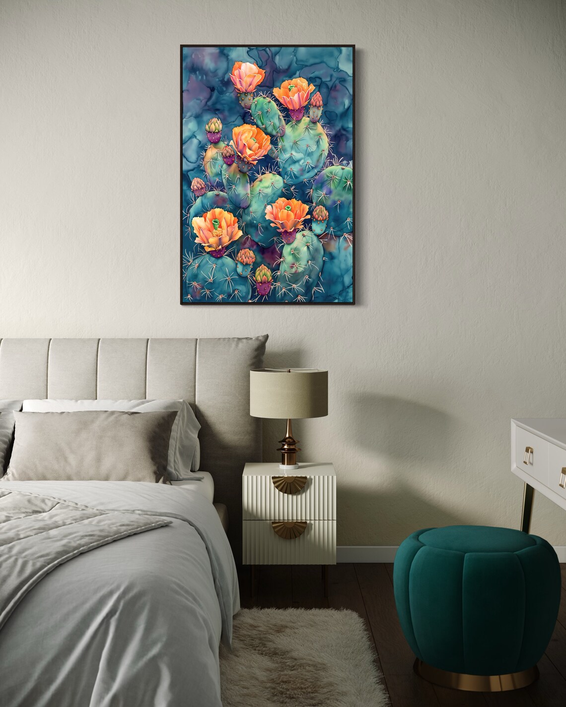Mexican Prickly Pear Cactus Bloom, Watercolor Art Print - Image 4