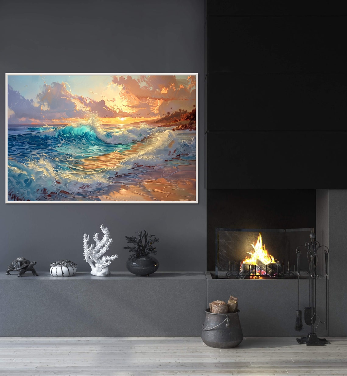 Tranquil Sunrise Beach View Coastal Seascape Ocean Waves Art Poster - Image 5