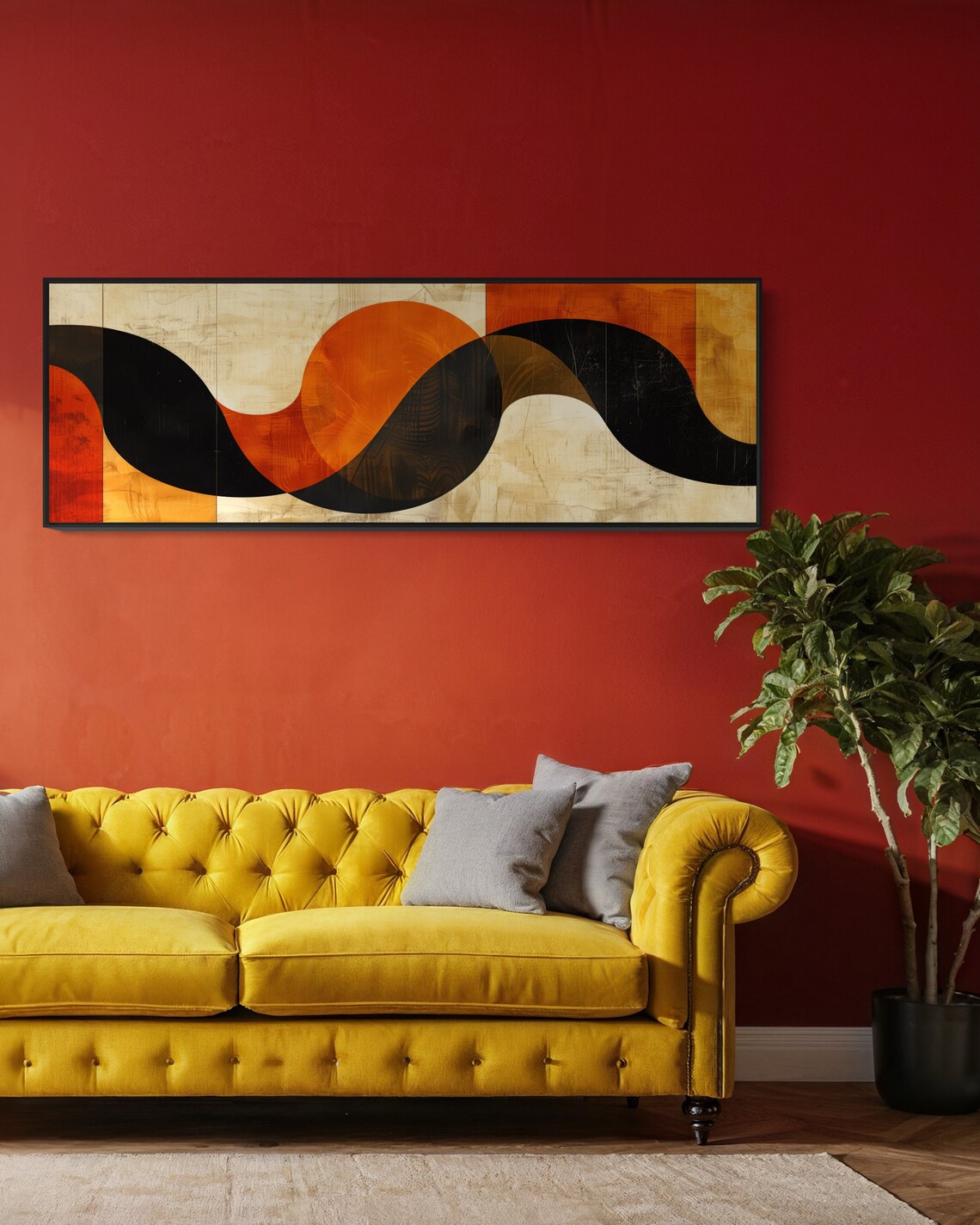 Panoramic Harmony Minimalist Earth Tone Art Print - Image 2