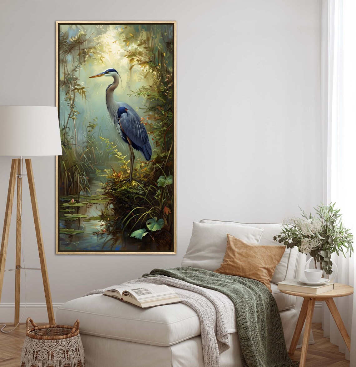 Blue Heron Bird Art, Muted Colors Wall Art Print - Image 3