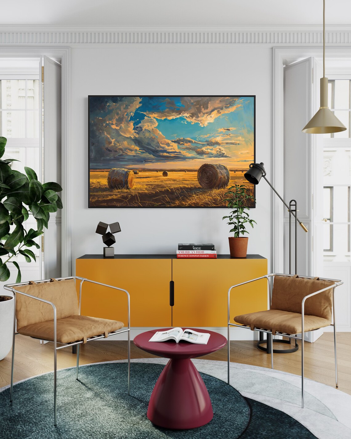 Rustic Hay Bale Harvest Countryside Art Print - Image 2