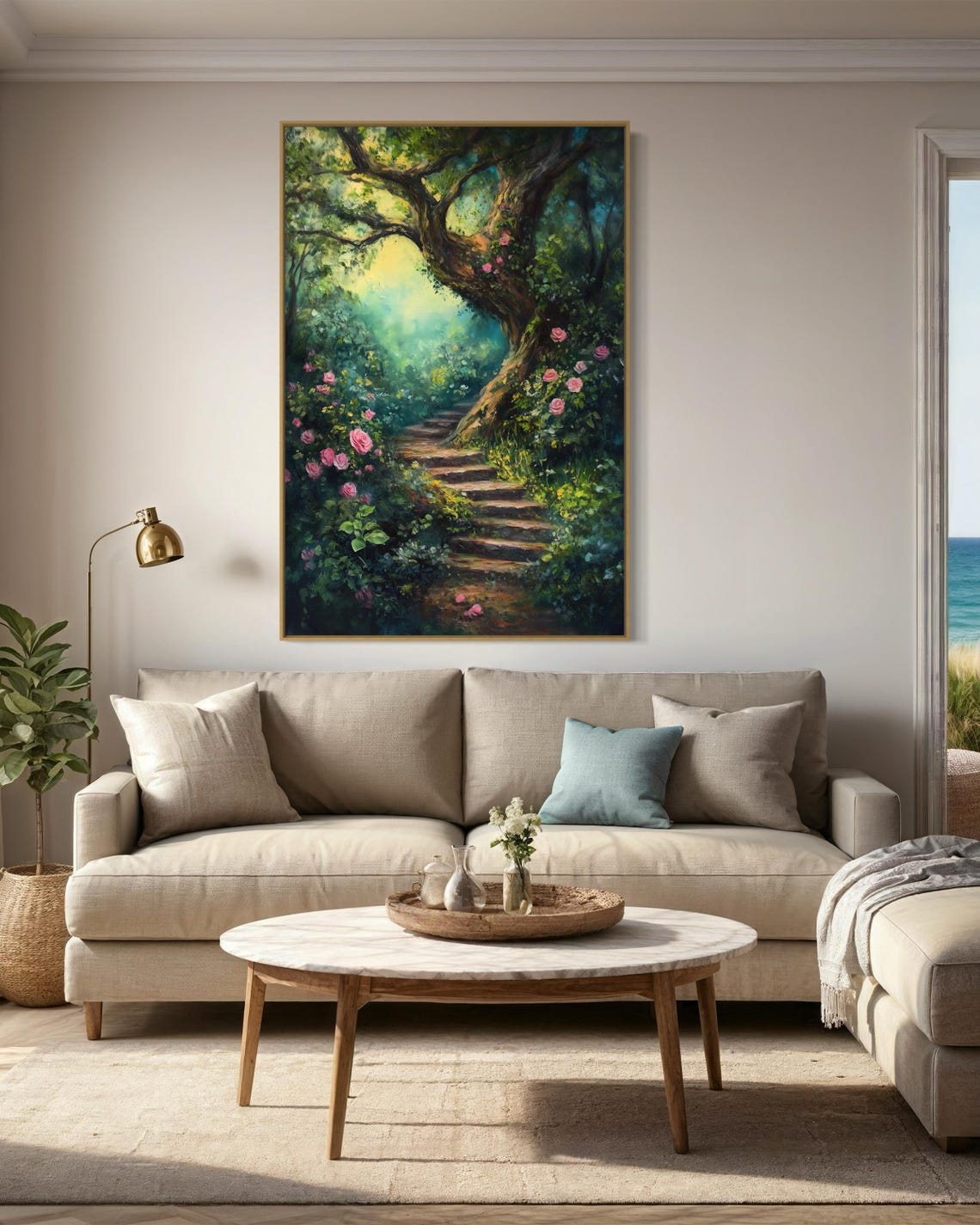 Enchanted Forest Rose Garden Dreamy Path Romantic Tree Poster - Image 4