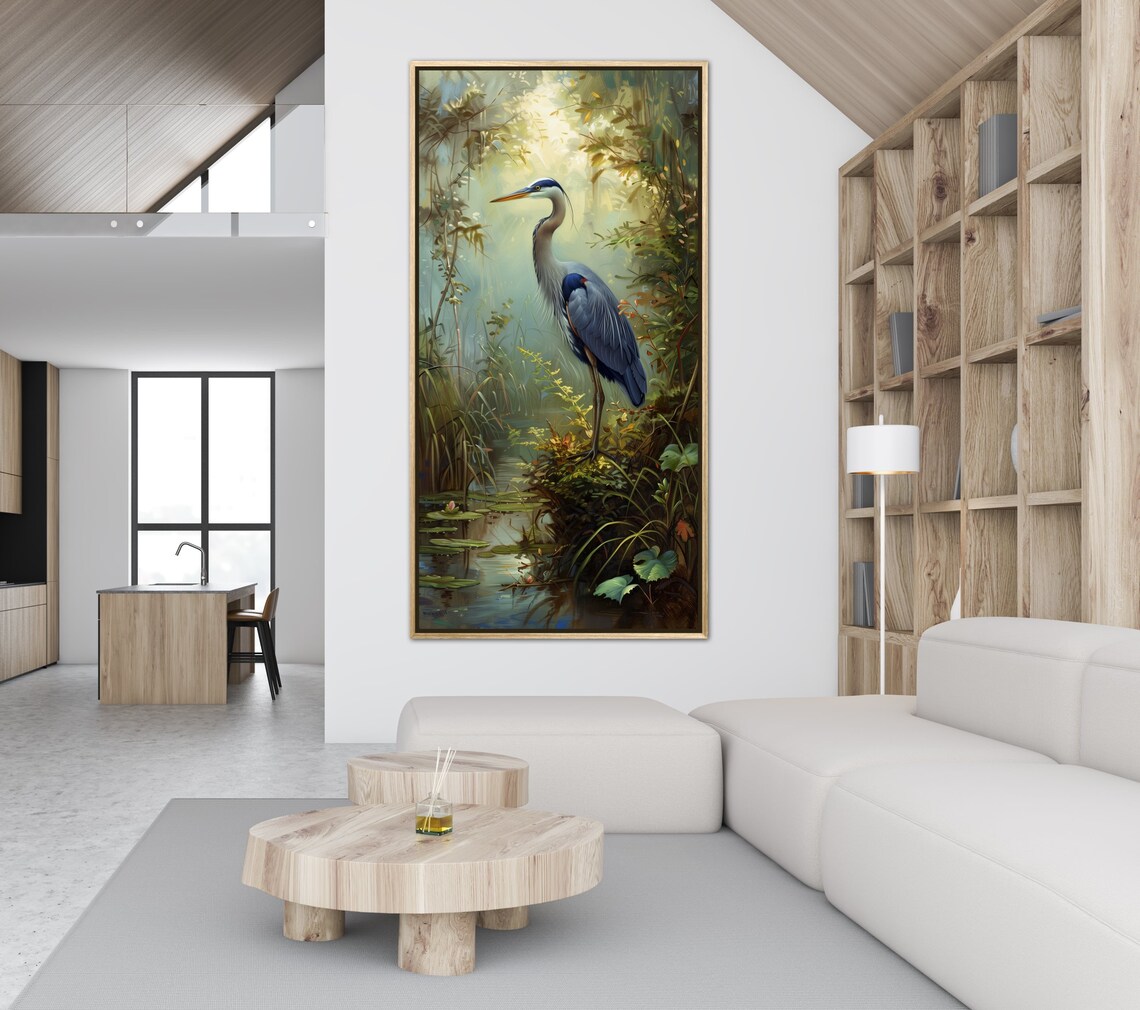 Blue Heron Bird Art, Muted Colors Wall Art Print - Image 4