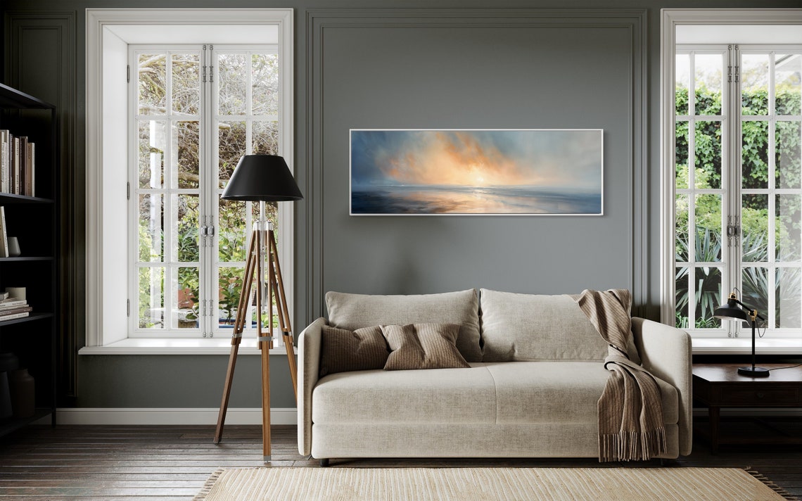 Golden Sunrise Over Calm Ocean Abstract Panoramic Seascape Poster - Image 5