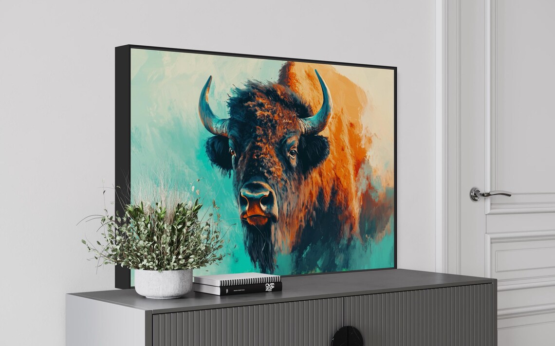 Majestic Bison Buffalo Colorful Bold Wildlife Lodge Art Poster - Image 5