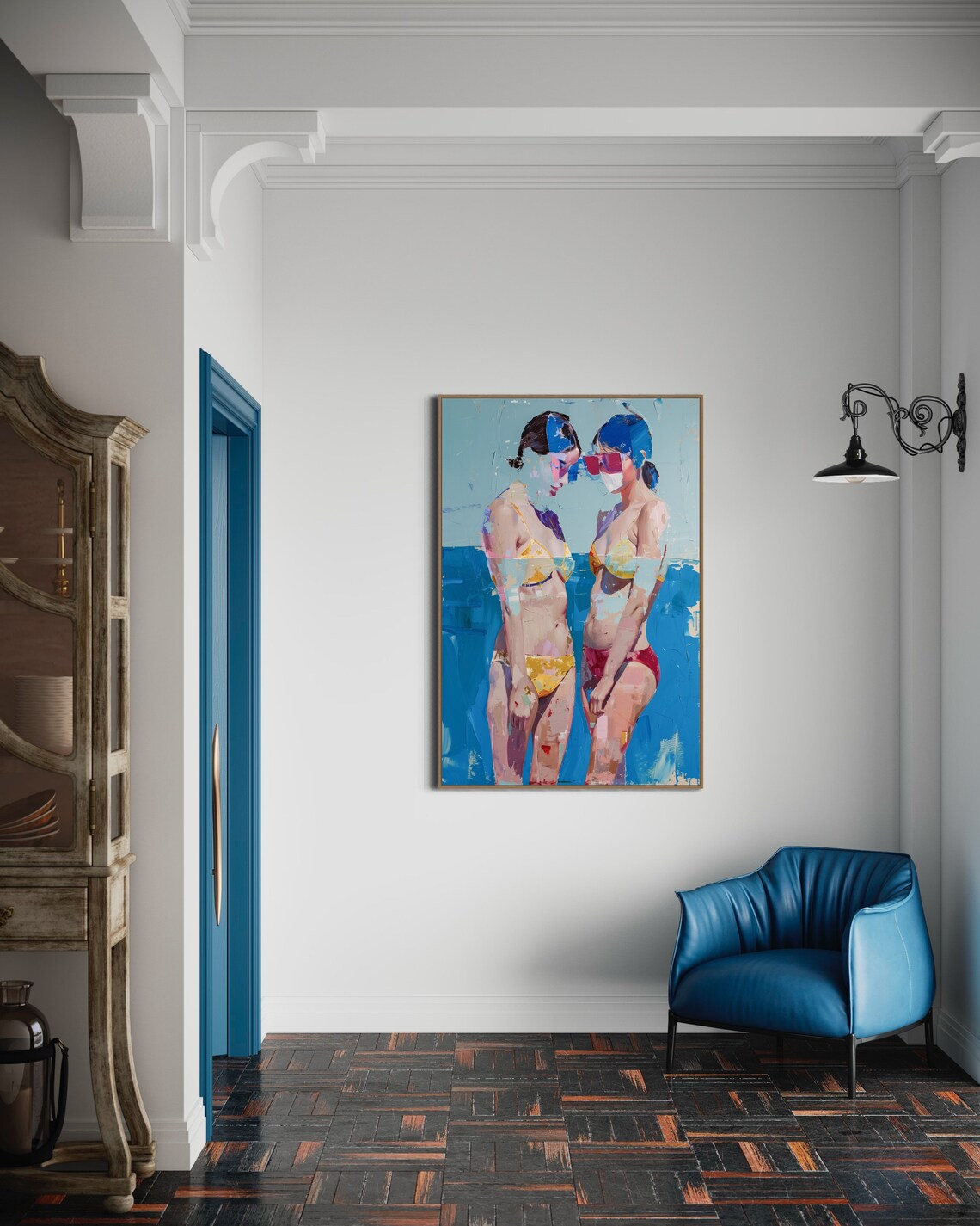Lesbian Romance, Abstract Female Palette Knife Art Print - Image 3