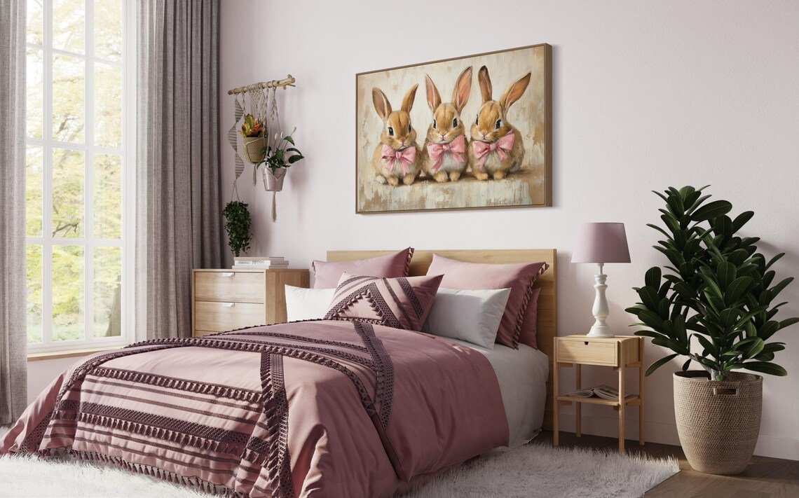 Vintage Farmhouse Bunny Art Print, Nursery Decor - Image 5