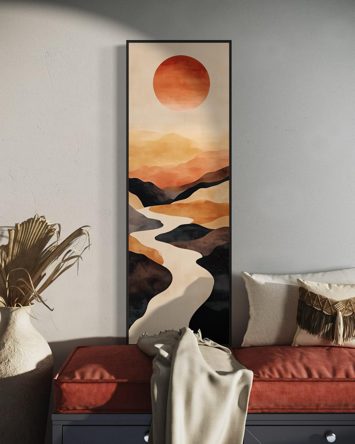Minimalist Boho Sun River Earth Tone Abstract Japandi Poster - Image 5