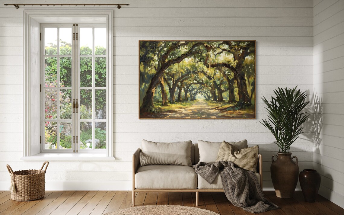 Whispering Oaks Forest Scene Art Print, Woodland Path - Image 2