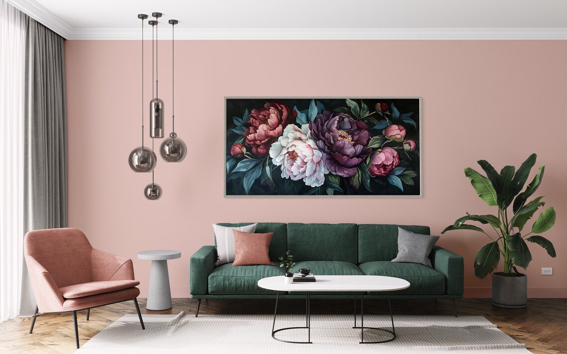 Peony Bouquet Botanical Art Print, Dark Academia - Image 5