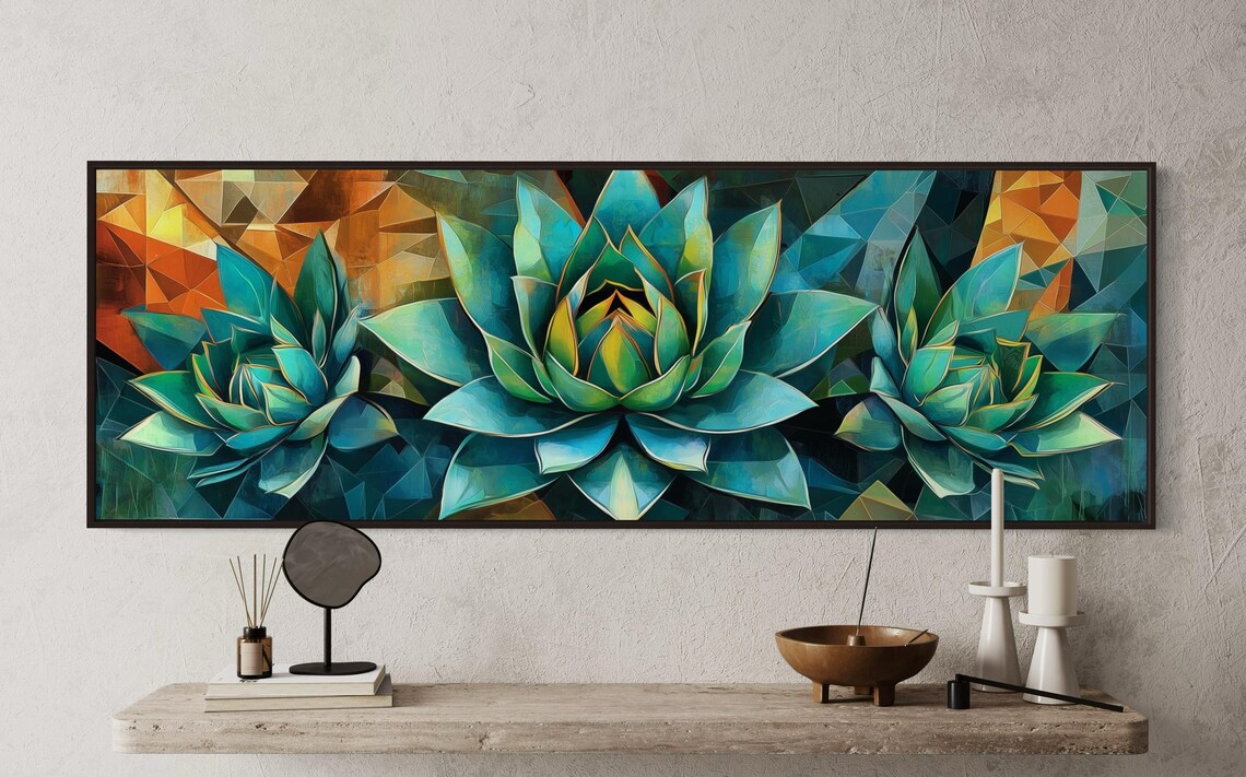 Agave Geometric Succulent Boho Desert Art Print