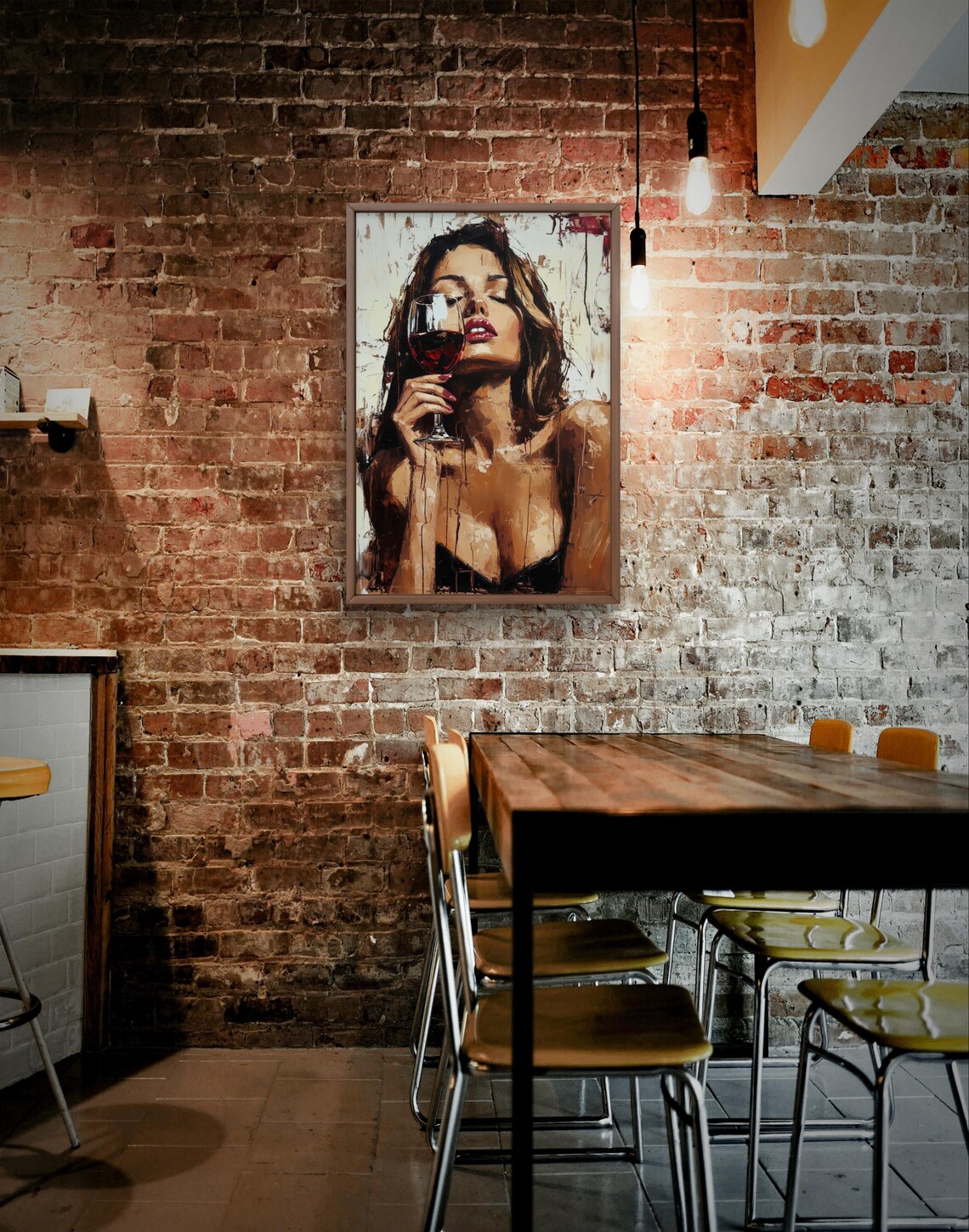 Glamorous Woman Savoring Red Wine Bold Brushstroke Modern Bar Wall Poster - Image 5