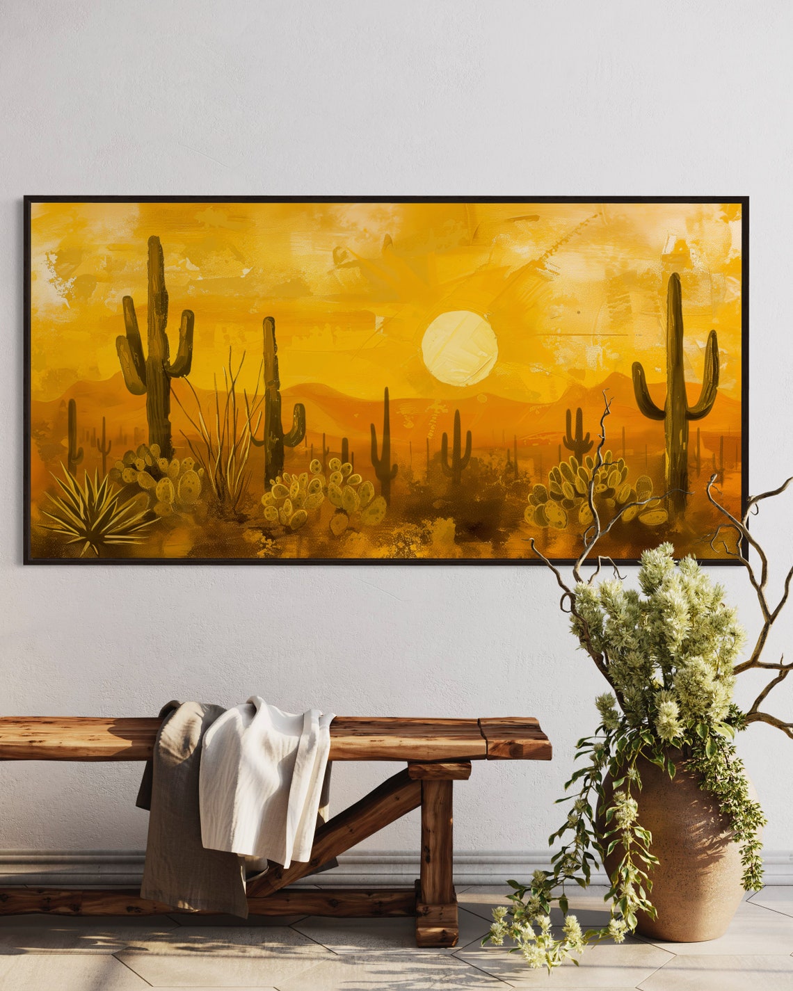 Sonoran Desert Sunset Saguaro Cactus Golden Orange Panoramic Poster - Image 5