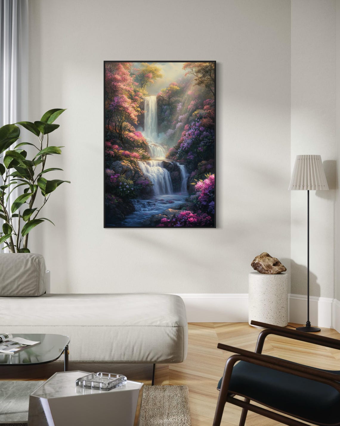 Magical Waterfall - Minimalist Landscape Art Print - Image 3