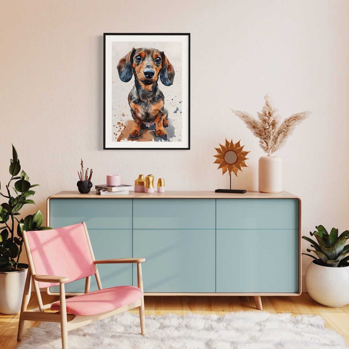 Dachshund Art Print Watercolour Puppy Illustration For Dog Lover Decor And Home Gifts Miniature Doxie Sausage Dog Pet Design - Image 4