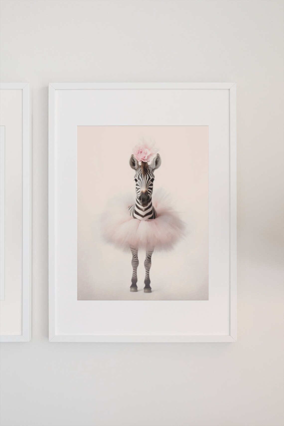 Sweet Baby Zebra in Pink Tutu with Flower Crown Nursery Poster - Image 3