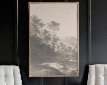 Black And White Vintage Art Nature Scene Neutral Vintage Art Wood Sign Framed Vintage Art Print Extra Large Wall Art 158