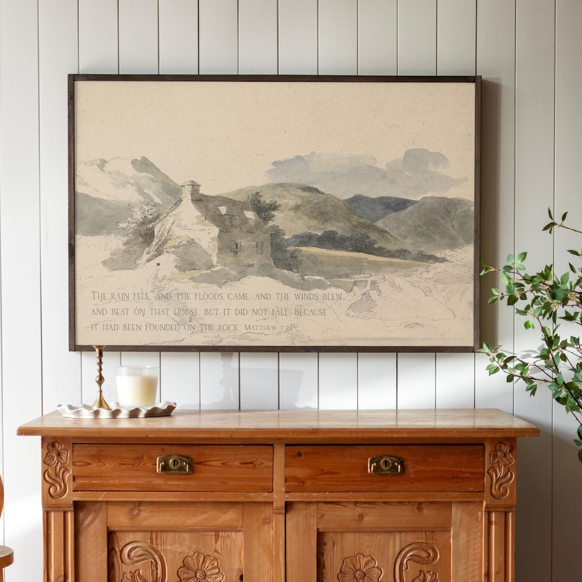 Matthew 7 House Built On The Rock Vintage Art Print