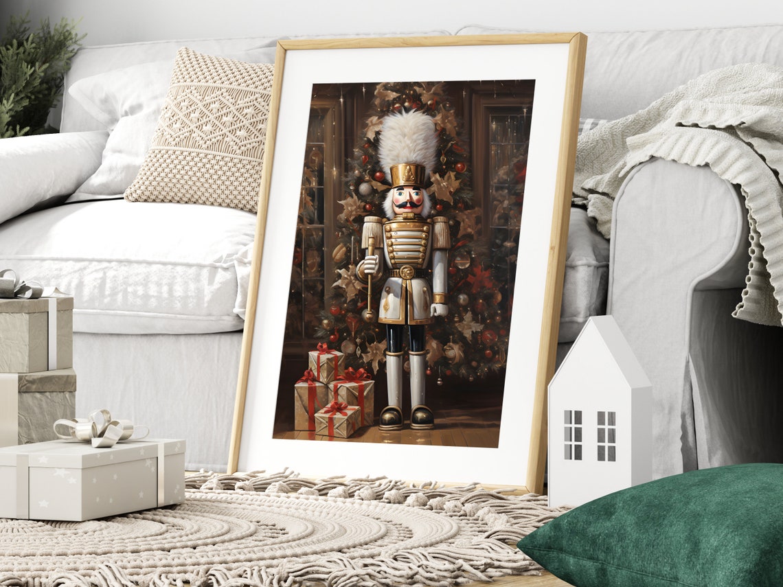 Golden Nutcracker Soldier Christmas Tree Gifts Holiday Poster - Image 3