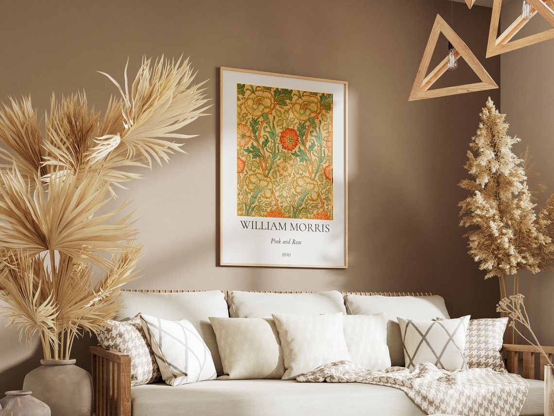 William Morris Pink and Rose 1890 Floral Pattern Vintage Wall Poster - Image 3
