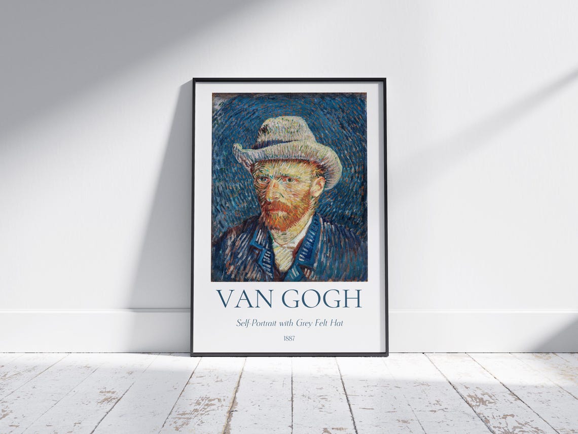Van Gogh Art Print Self Portrait With Grey Felt Hat Van Gogh Exhibition Poster Van Gogh Painting Portrait Wall Art Famous Artist Poster - Image 4