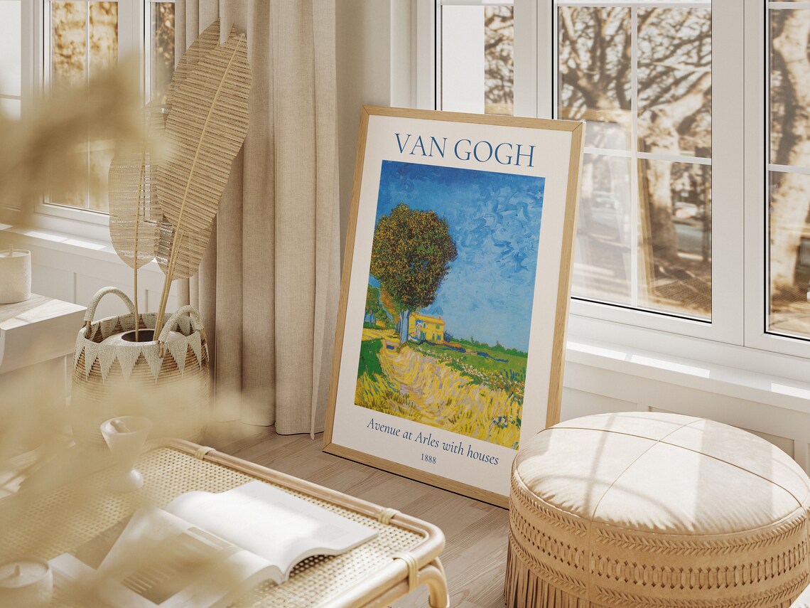 Van Gogh Art Print Avenue At Arles With Houses Van Gogh Exhibition Poster Van Gogh Painting Trees Landscape Painting Museum Poster - Image 6
