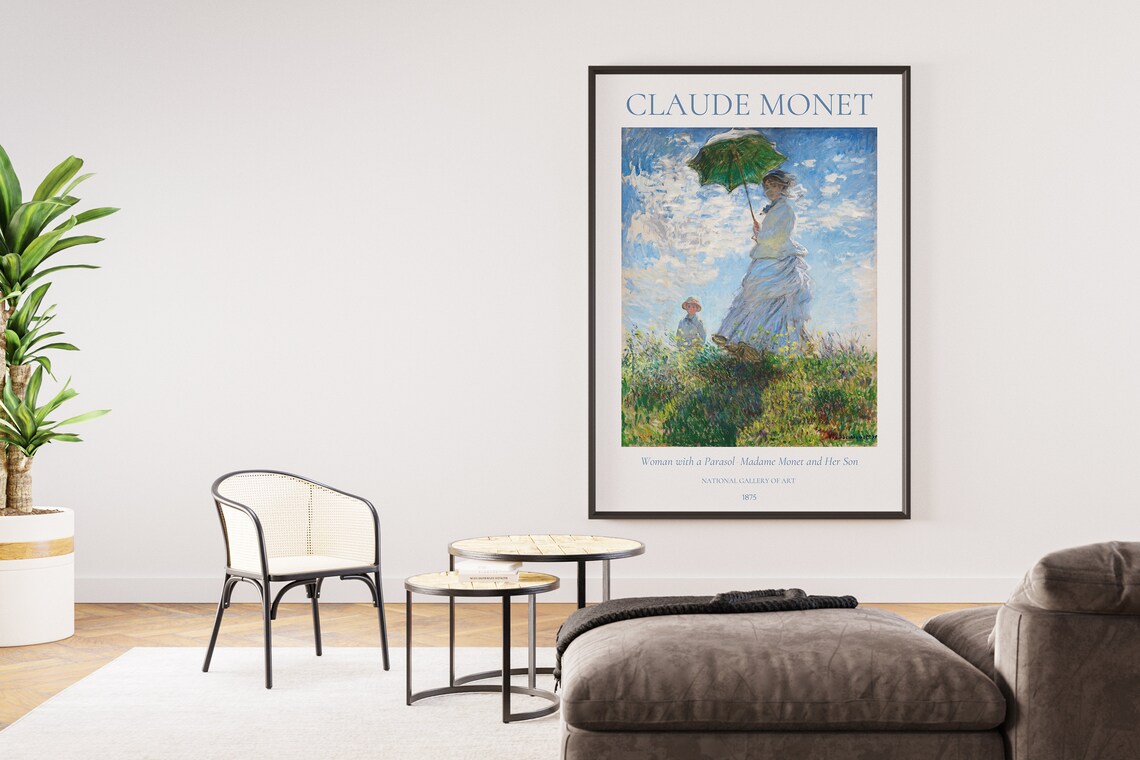 Monet Woman with a Parasol Madame Monet Meadow 1875 Exhibition Art Poster - Image 5