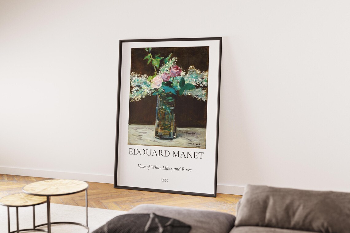 Manet Vase of White Lilacs and Roses 1883 Floral Still Life Poster - Image 4