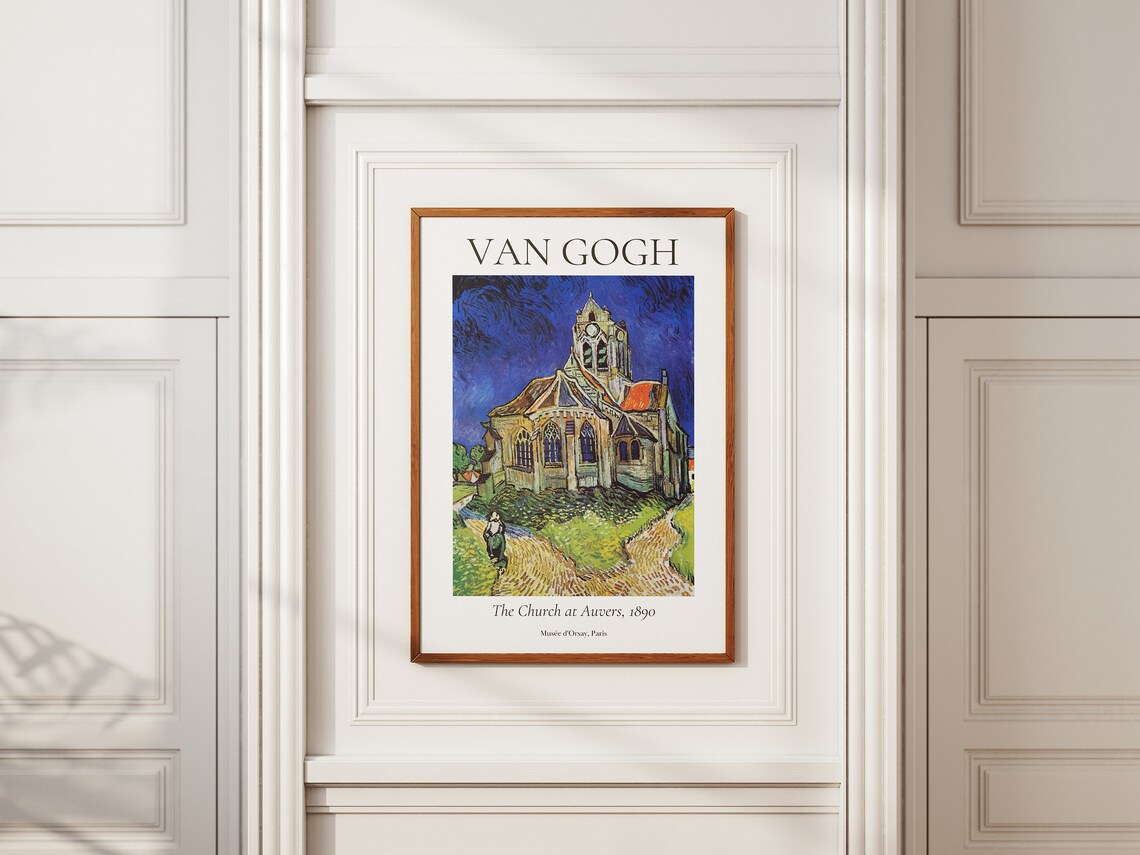 Van Gogh The Church at Auvers Gothic Steeple 1890 Exhibition Art Poster - Image 3