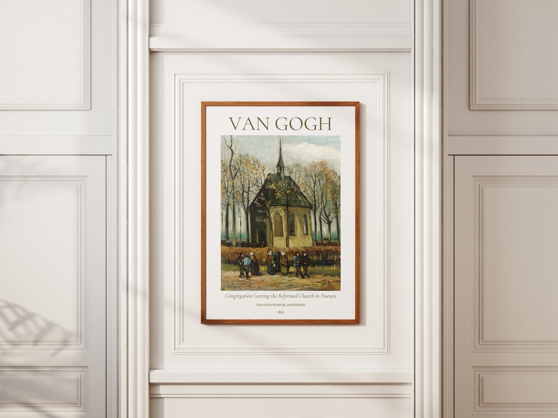 Van Gogh Congregation Leaving Reformed Church Nuenen 1884 Art Poster - Image 5