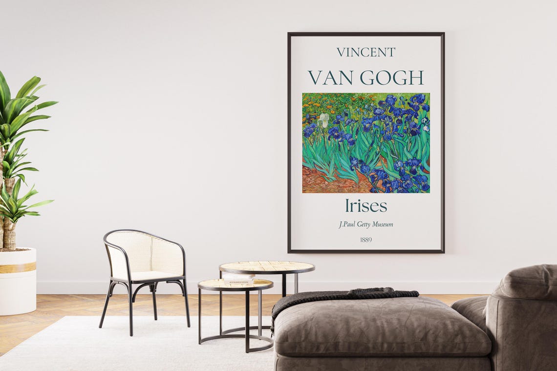 Van Gogh Irises 1889 Blue Iris Flowers Garden Getty Museum Poster - Image 6