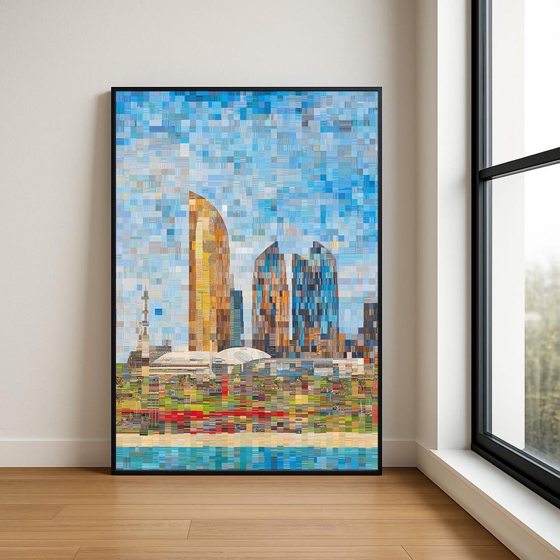Modern Sail Towers Blue Sky Mosaic Cityscape Architecture Poster
