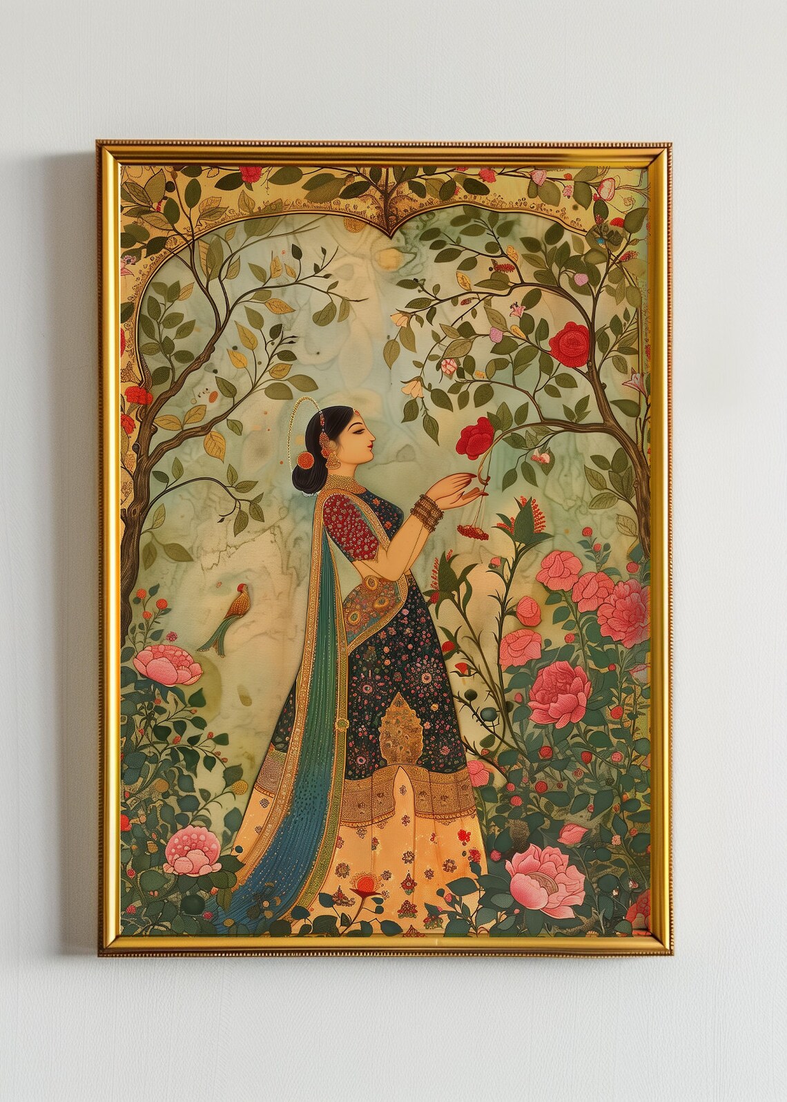 Lady In The Garden, Mughal-Inspired Art Print