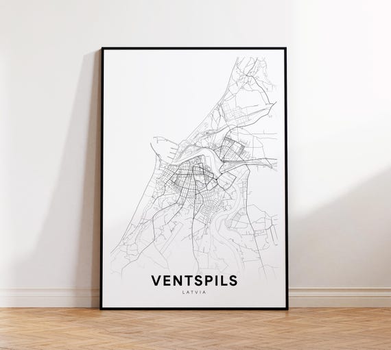 Ventspils City Map Print Latvia Minimalist Poster Decor Instant