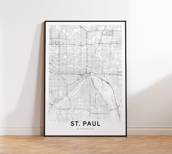 St Paul Minnesota Minimalist Black and White City Map Poster