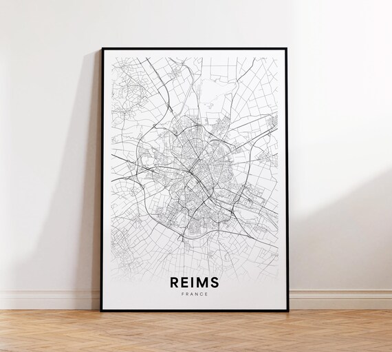 Reims City Map Street France Print Nursery Room Instant