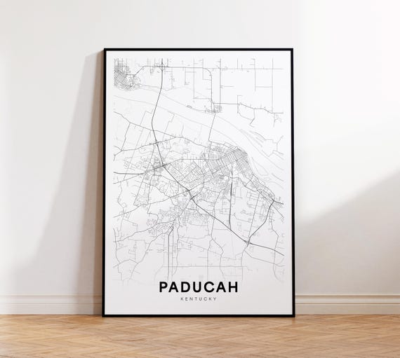 Paducah City Map Print Street Poster Kentucky Art Road Minimalist Living Room Decor